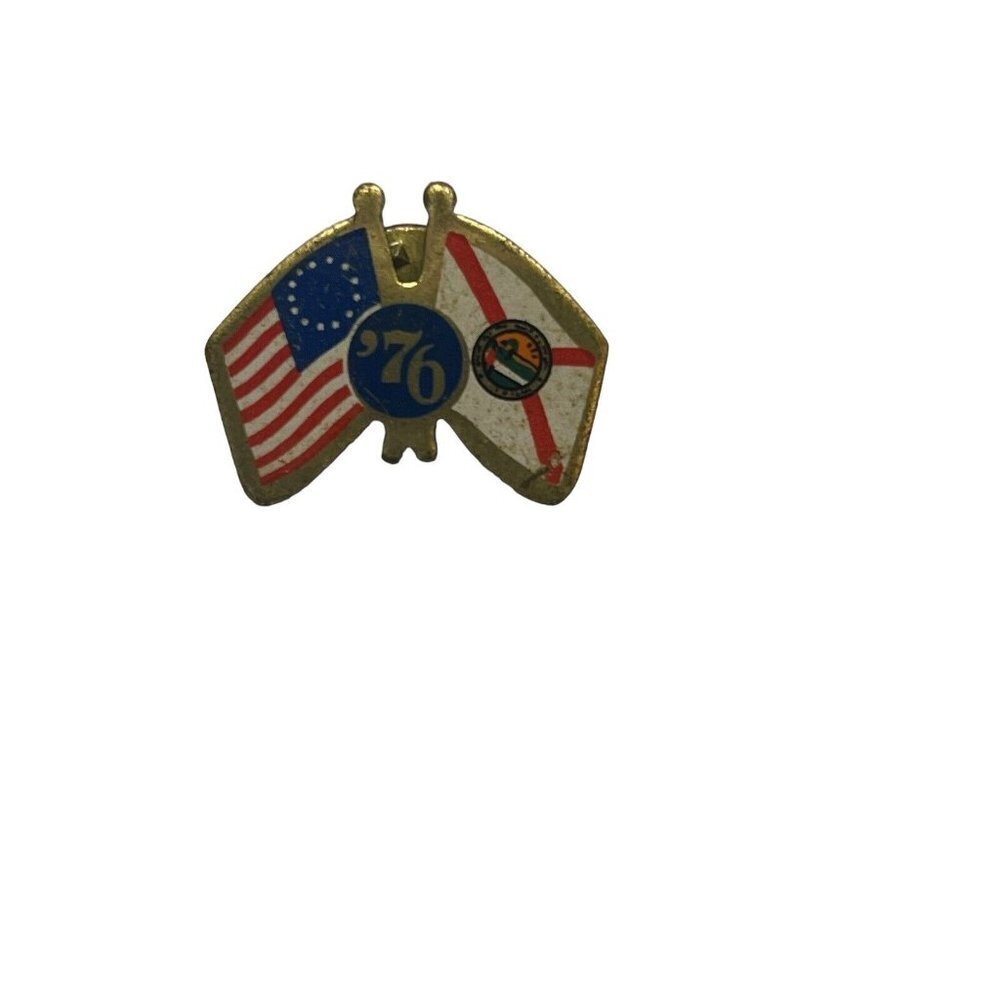 Bicentennial US & Florida Flags Pin '76 Pinback Lapel Hat Pin Patriotic